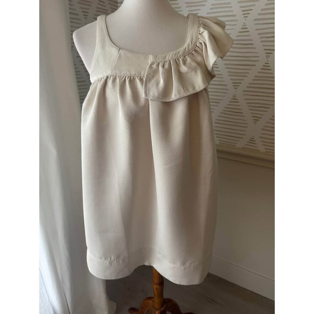 NWT Saturday Club Women’s Small Cream Babydoll Asymmetrical Ruffled Mini Dress